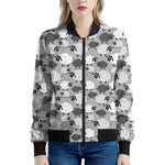Doodle Sheep Pattern Print Women's Bomber Jacket