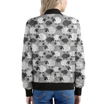 Doodle Sheep Pattern Print Women's Bomber Jacket
