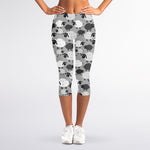 Doodle Sheep Pattern Print Women's Capri Leggings