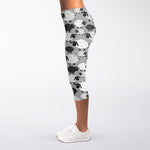 Doodle Sheep Pattern Print Women's Capri Leggings
