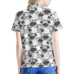 Doodle Sheep Pattern Print Women's Polo Shirt