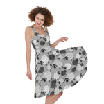 Doodle Sheep Pattern Print Women's Sleeveless Dress