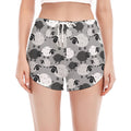 Doodle Sheep Pattern Print Women's Split Running Shorts