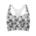 Doodle Sheep Pattern Print Women's Sports Bra