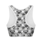 Doodle Sheep Pattern Print Women's Sports Bra