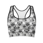 Doodle Sheep Pattern Print Women's Sports Bra