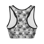 Doodle Sheep Pattern Print Women's Sports Bra