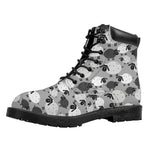 Doodle Sheep Pattern Print Work Boots