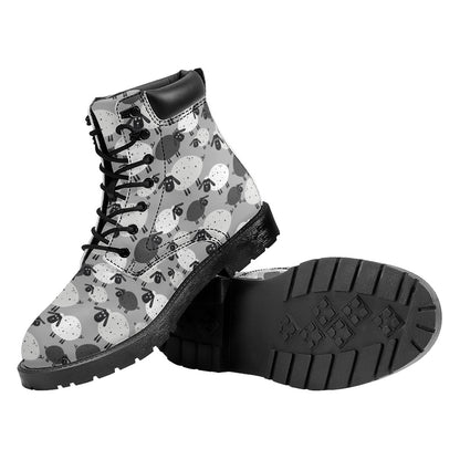 Doodle Sheep Pattern Print Work Boots