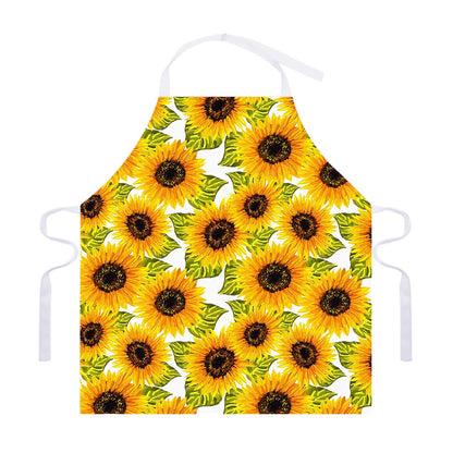 Doodle Sunflower Pattern Print Adjustable Apron