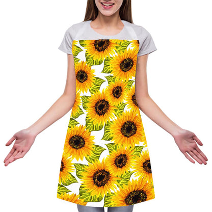Doodle Sunflower Pattern Print Adjustable Apron