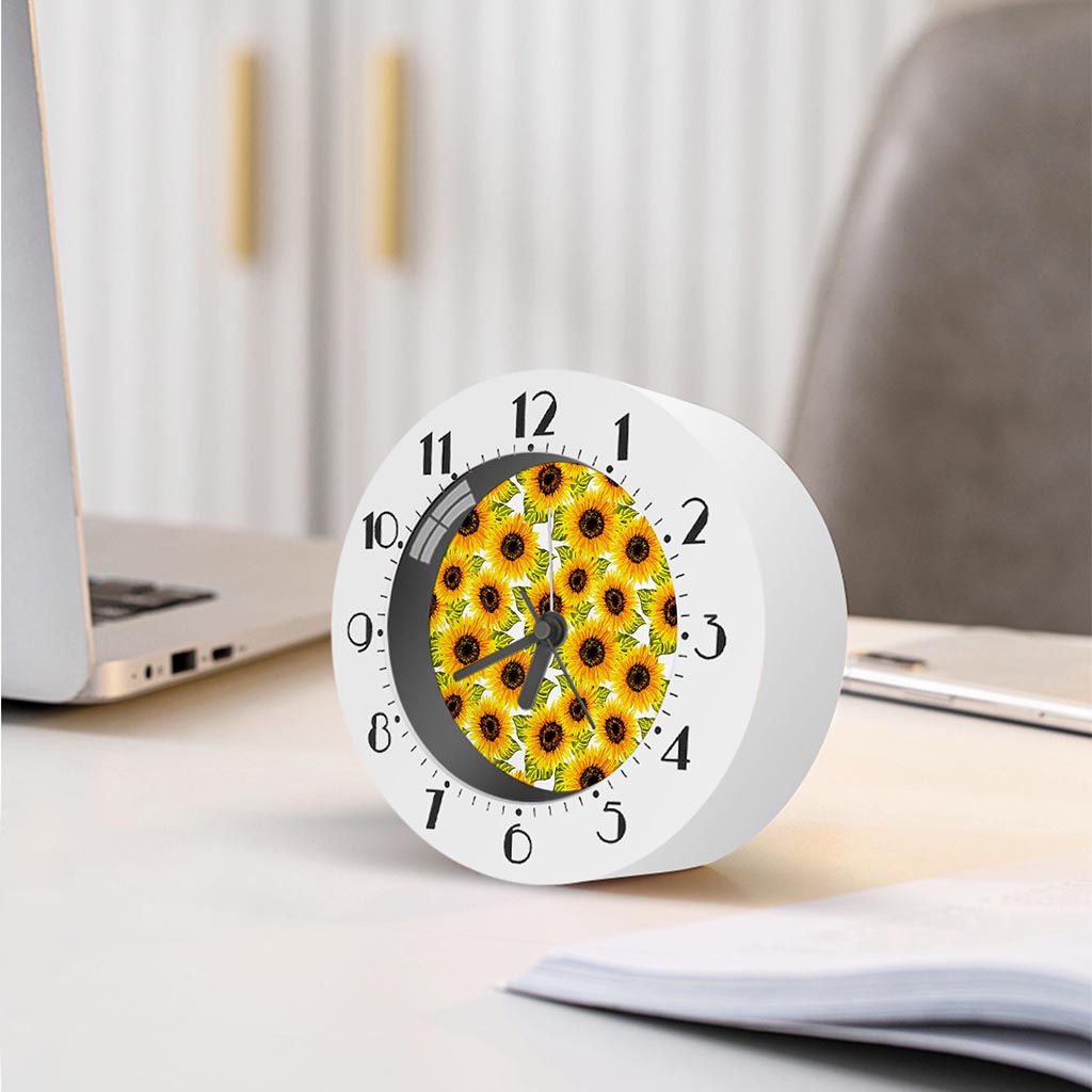 Doodle Sunflower Pattern Print Alarm Clock