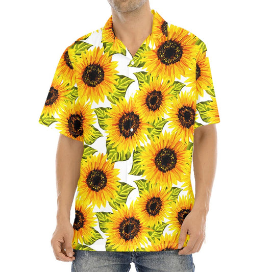 Doodle Sunflower Pattern Print Aloha Shirt