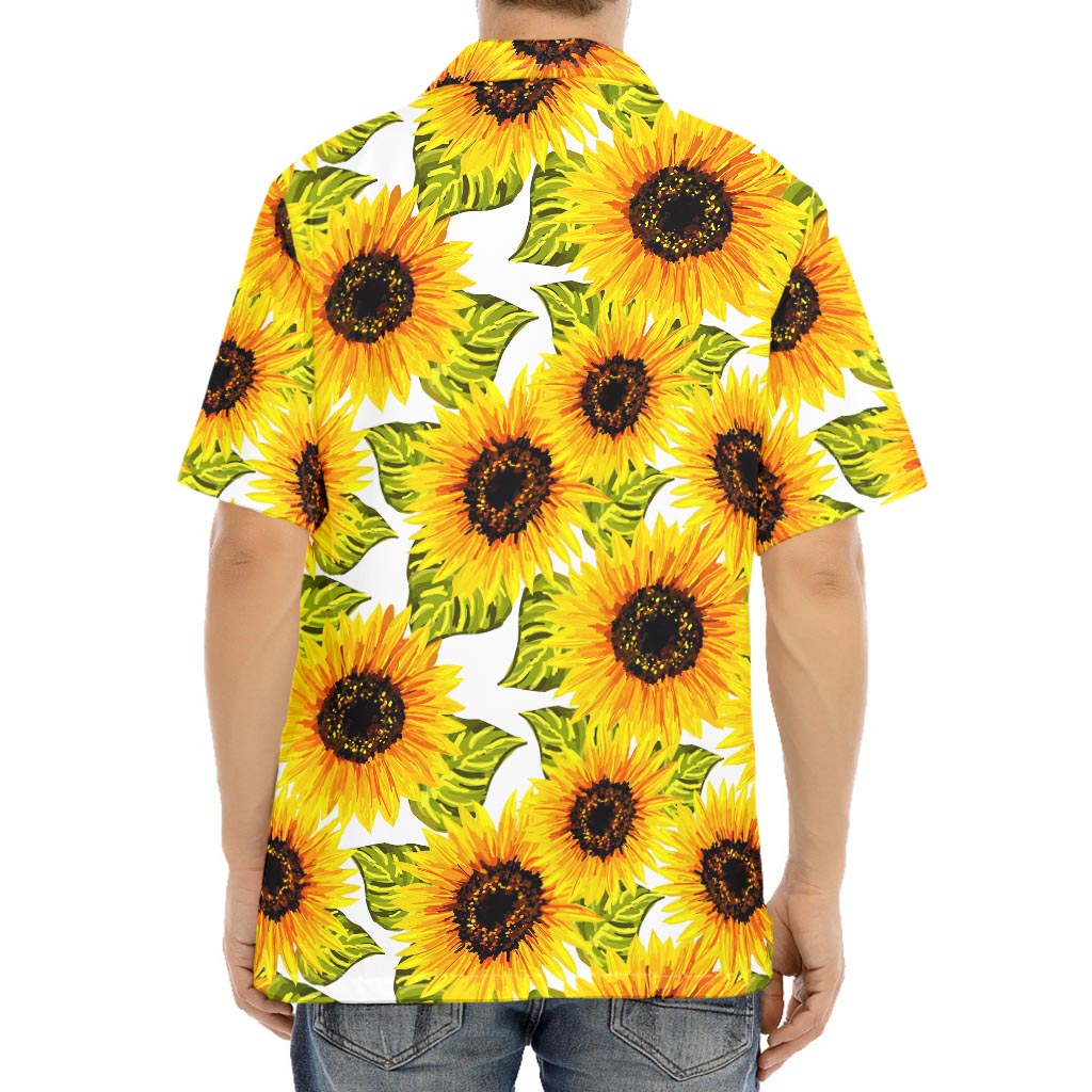 Doodle Sunflower Pattern Print Aloha Shirt