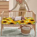 Doodle Sunflower Pattern Print Baby Crib Sheet