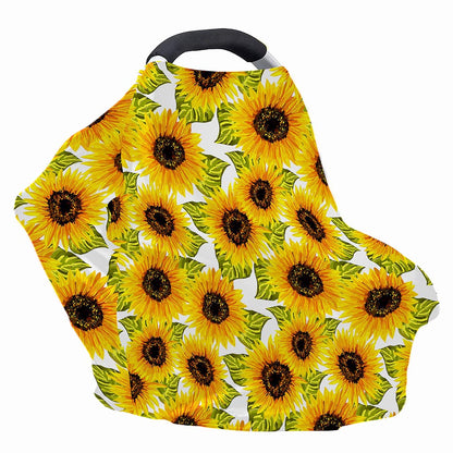 Doodle Sunflower Pattern Print Baby Seat Cover