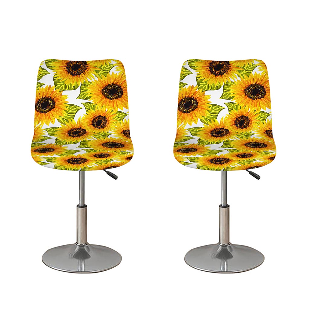 Doodle Sunflower Pattern Print Bar Stool Covers