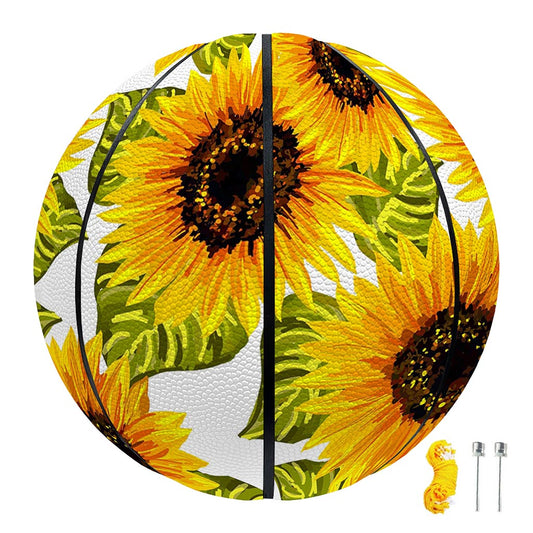 Doodle Sunflower Pattern Print Basketball
