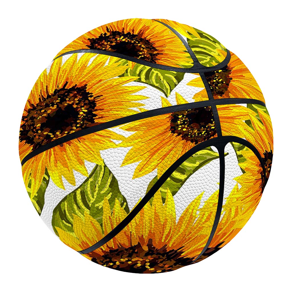 Doodle Sunflower Pattern Print Basketball