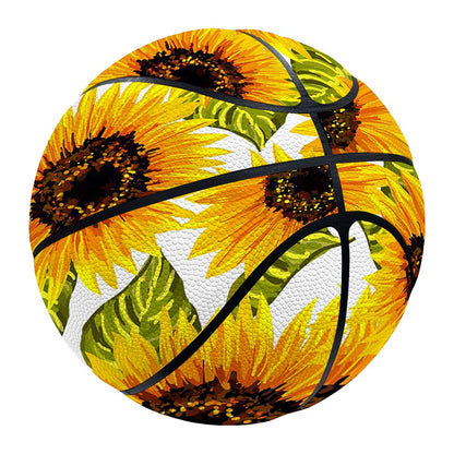 Doodle Sunflower Pattern Print Basketball