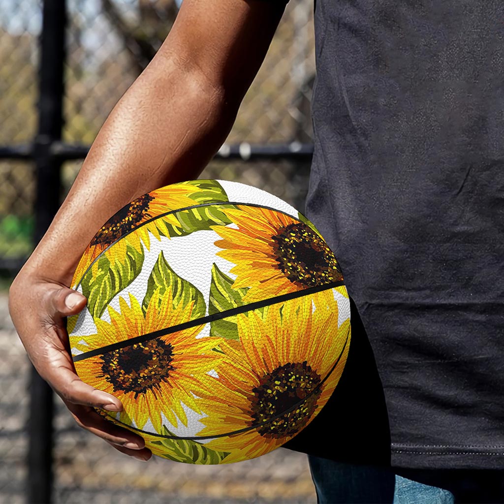 Doodle Sunflower Pattern Print Basketball