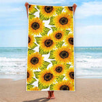 Doodle Sunflower Pattern Print Beach Towel