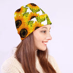 Doodle Sunflower Pattern Print Beanie