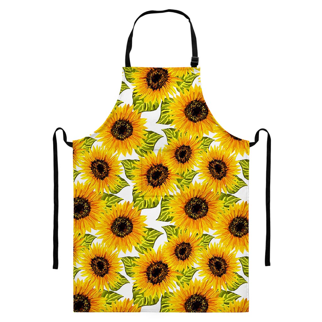 Doodle Sunflower Pattern Print Bib Apron With Pocket