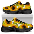 Doodle Sunflower Pattern Print Black Chunky Shoes