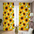 Doodle Sunflower Pattern Print Dimout Pencil Pleat Curtains