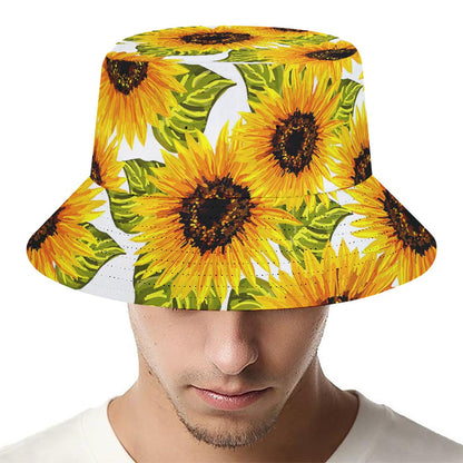 Doodle Sunflower Pattern Print Bucket Hat