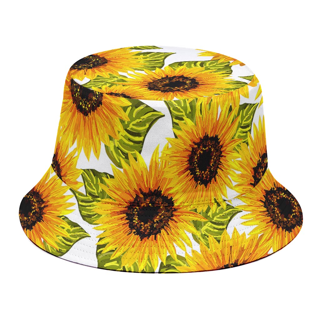 Doodle Sunflower Pattern Print Bucket Hat