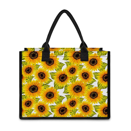 Doodle Sunflower Pattern Print Canvas Tote Bag