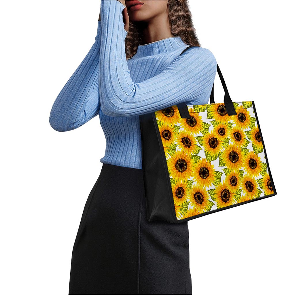 Doodle Sunflower Pattern Print Canvas Tote Bag