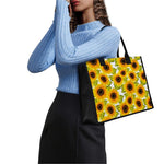 Doodle Sunflower Pattern Print Canvas Tote Bag