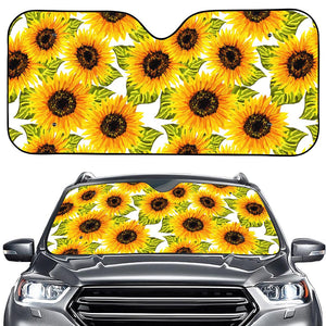 Doodle Sunflower Pattern Print Car Windshield Sun Shade