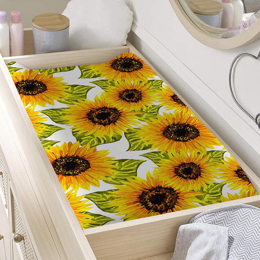Doodle Sunflower Pattern Print Changing Pad Cover