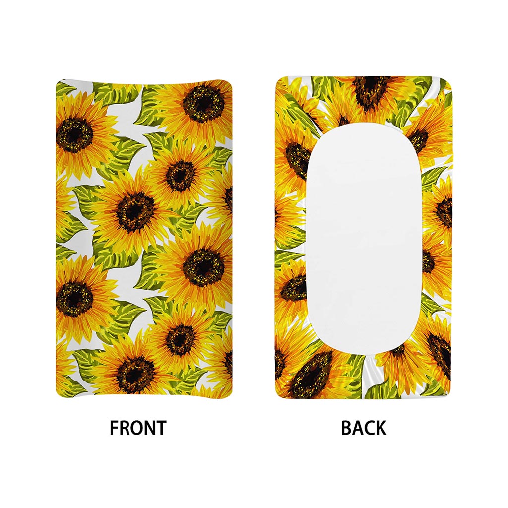Doodle Sunflower Pattern Print Changing Pad Cover