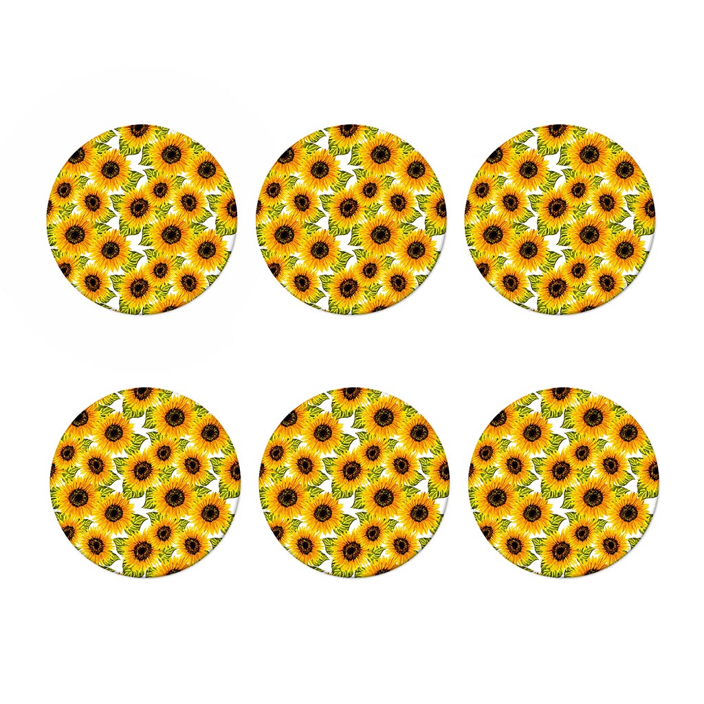 Doodle Sunflower Pattern Print Coaster Set