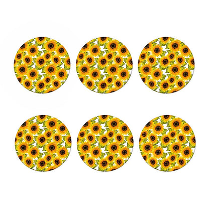 Doodle Sunflower Pattern Print Coaster Set