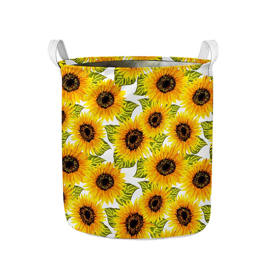 Doodle Sunflower Pattern Print Collapsible Laundry Basket