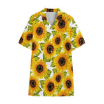 Doodle Sunflower Pattern Print Cotton Hawaiian Shirt