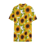 Doodle Sunflower Pattern Print Cotton Hawaiian Shirt