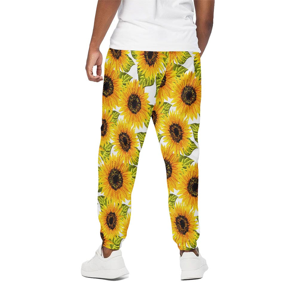 Doodle Sunflower Pattern Print Cotton Pants