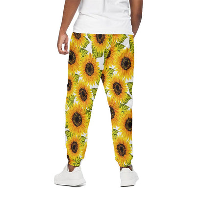 Doodle Sunflower Pattern Print Cotton Pants