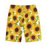 Doodle Sunflower Pattern Print Cotton Shorts