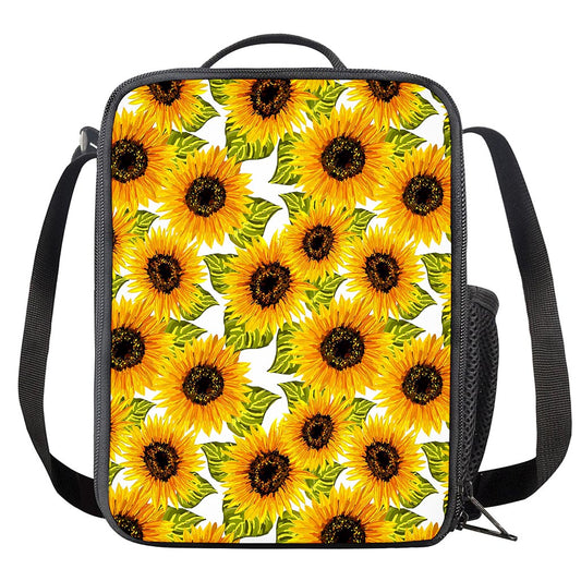 Doodle Sunflower Pattern Print Crossbody Lunch Bag