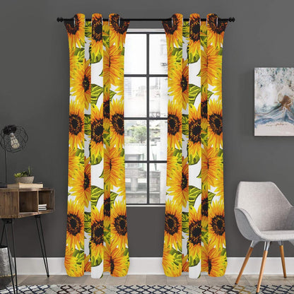 Doodle Sunflower Pattern Print Curtain
