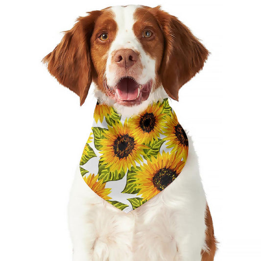 Doodle Sunflower Pattern Print Dog Bandana