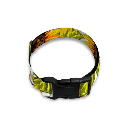 Doodle Sunflower Pattern Print Dog Collar